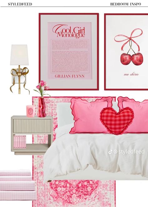 Red Dorm, Hot Pink Room, Red Room Decor, Pink Dorm, College Room Decor, Room Theme, Dorm Inspo, Dorm Room Designs, College Apartment Decor