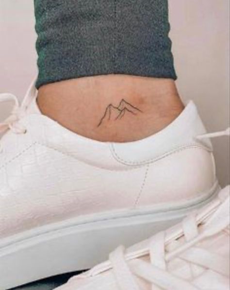 Moutain Tattoos, Small Mountain Tattoo, Tiny Foot Tattoos, Berg Tattoo, Cream Tattoo, Mountain Tattoo Simple, Tiny Tattoos For Women, Men Tattoos, Foot Tattoos For Women