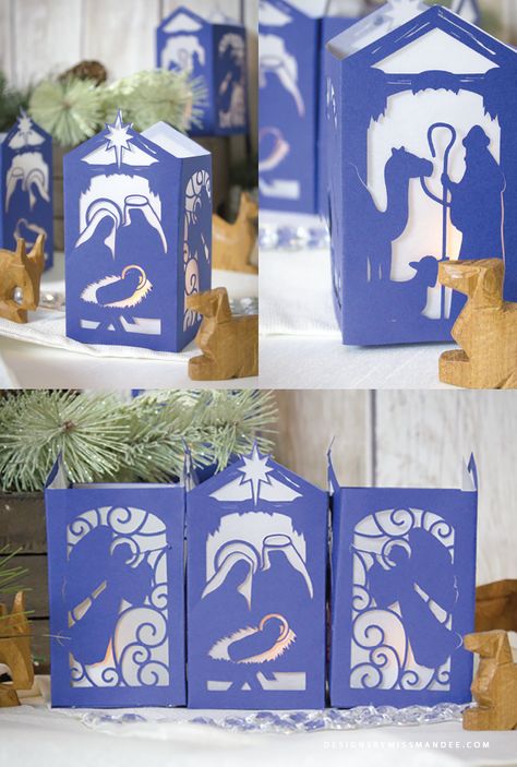 FREE Nativity Paper Lantern - Designs By Miss Mandee. The perfect DIY piece for your Christmas table. Download the template for FREE, and add a little light to your holiday decor. Lantern Template, Diy Nativity, Lantern Designs, Diy Lanterns, Christmas Paper Crafts, Paper Lantern, Christmas Lanterns, Christmas Nativity, Kirigami