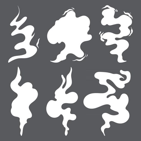 Set of a Smoke or steam clouds cartoon style How To Draw Smokey Background, How To Draw Steam, Rain Logo Design, Steam Drawing, Steam Illustration, Smokey Background, Cloud Character, Illustration Clouds, Clouds Illustration