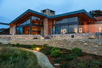 Presqu'ile Winery | Santa Maria Valley Mountain Cabin Exterior, Contemporary Mountain Home, Modern Mountain House, House Mansion, Rustic Exterior, Cabin Exterior, Garden Bathroom, Modern Mountain, Design Exterior