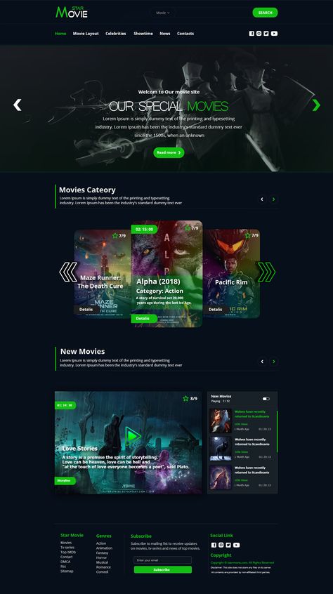 Movie Web Design, Dark Green Website, Movie Website Design, Website Design Minimalist, Login Web, Layout Site, Entertainment Website, Web Movie, Travel Website Design