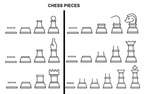 Step-by-step tutorial to draw chess pieces. How To Draw Chess Pieces Step By Step, Draw Chess Pieces, How To Draw Chess Pieces, Chess Doodle, Chess Painting Ideas, Chess Board Drawing, Chess Journal, Chess Pieces Drawing, Chess Drawing