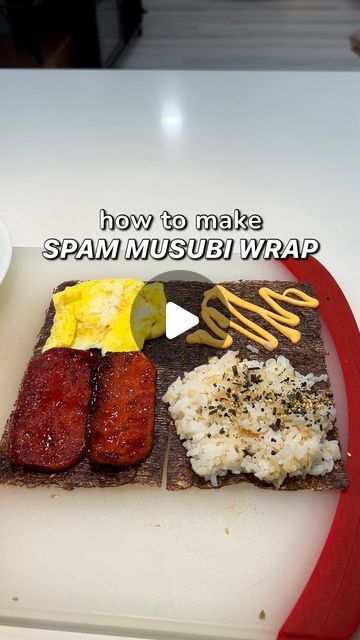 Spam And Egg Musubi, Spam Seaweed Wrap, Spam And Rice Wrapped In Seaweed, Spam Rice And Seaweed, Spam Sushi Roll, Hawaiian Spam Musubi Recipe, Spam And Rice, Musubi Spam, Asian Wraps