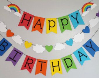 Rainbow Birthday Banner, Rainbow Themed Birthday Party, Shopkins Birthday Party, Diy Birthday Banner, Rainbow Garland, Fest Temaer, Shopkins Birthday, Birthday Banner Design, Pony Birthday