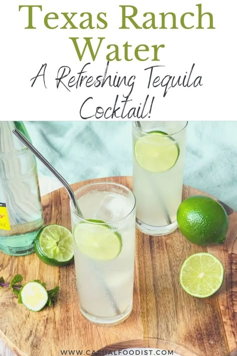 Citrusy and bubbly this Texas Ranch Water is a great tequila cocktail for summer. Discover this easy recipe for Texas Ranch Water. |ranch water cocktail | ranch water cocktail recipe | tequila cocktail recipe | tequila drink | summer cocktail drink | topo chico cocktails | Homemade Ranch Water, Texas Ranch Water, Porch Drinks, Ranch Water Cocktail, 310 Recipes, Ranch Water Recipe, Cocktail Recipes Tequila, Ranch Water, Summer Drink Cocktails