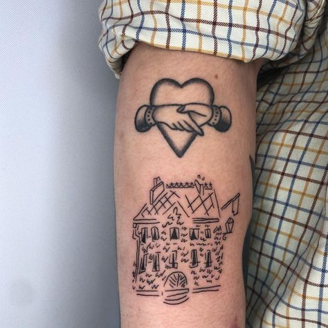 Ames | Madeline’s house for Kelly and Meghan 💛 Thank you both so much 🌱 #madeline #housetattoo #colortattoo #seattletattoo #qttr… | Instagram Madeline Tattoo, Seattle Tattoo, House Tattoo, Stick N Poke, Home Tattoo, Tattoos Ideas, Children's Book Illustration, Color Tattoo, I Tattoo