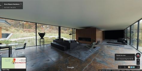 Bruce Wayne's residence - from 2016 Batman v. Superman movie Batman Bedroom, Townhouse Apartments, Apartment Loft, Superman Movies, Google Street View, Beach House Design, Batman V, Bruce Wayne, Glass House