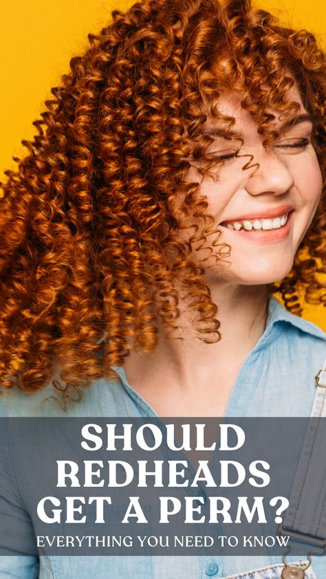 Before you make your salon appointment, let’s talk through what a perm is and all the pros and cons of having one so you can make the most informed decision for your red hair. Permed Red Hair, Red Hair Perm, Perm Damaged Hair, Permanent Curls, Long Perm, Hair Perms, Perm Curls, Spiral Perm, Digital Perm