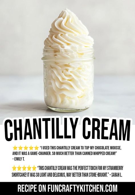 Chantilly Cream Chantilly Cream Recipe, Blueberry Shortcake, Sugar Mountain, Recipes With Whipping Cream, Cookie Craft, Chantilly Cream, Icing Recipes, Crock Pot Desserts, Charlie And The Chocolate Factory