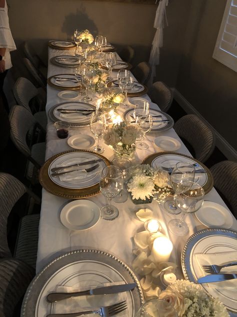 Anniversary Party Aesthetic, Anniversary Dinner Party Ideas, Wedding Anniversary Dinner Party, Anniversary Dinner Party, Alexis Hall, Wedding Anniversary Dinner, 25th Wedding Anniversary Party, Dinner Party Ideas, Christmas Dining Table