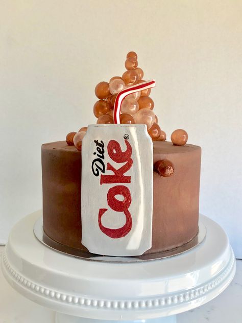 Diet Coke theme cake with bubbles Cake With Bubbles, Soda Pop Cake, Diet Coke Cake, Gelatin Bubbles, Coke Cake, Bubble Cake, Soda Cake, Science Party, Theme Cake