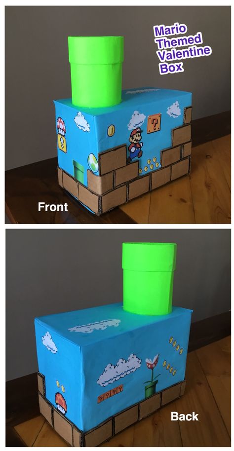 Mario Kart Valentine Box Ideas, Mario Shoebox Float, Valentines Boy Boxes Schools, Valentines Shoeboxes For School, Mario Themed Valentine Boxes, Mario Boxes Diy, Kids Valentine's Boxes For School, Mario Brothers Valentine Box Ideas, Super Hero Valentine Box Ideas