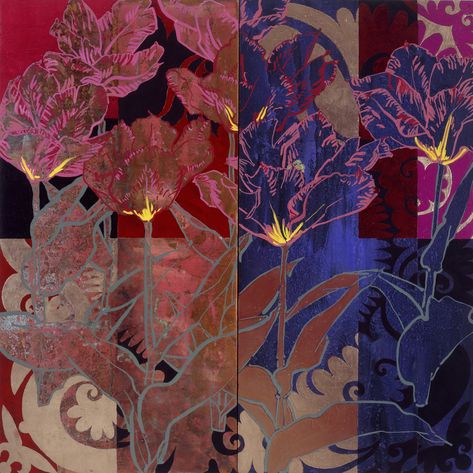 Silk Road (2007-2009) — ROBERT KUSHNER Robert Kushner Art, Robert Kushner, Art Japonais, Arte Floral, Flowers And Leaves, Botanical Art, Floral Painting, Contemporary Artists, Art Works