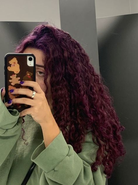 Curly Hair Magenta, Dark Purple Curly Hair Natural, Dark Plum Hair Curly, Curly Hair Dark Purple, Red Violet Curly Hair, Plum Red Curly Hair, Maroon Curly Hair Burgundy, Purple Red Hair Curly, Dark Purple Curly Hair Black Women