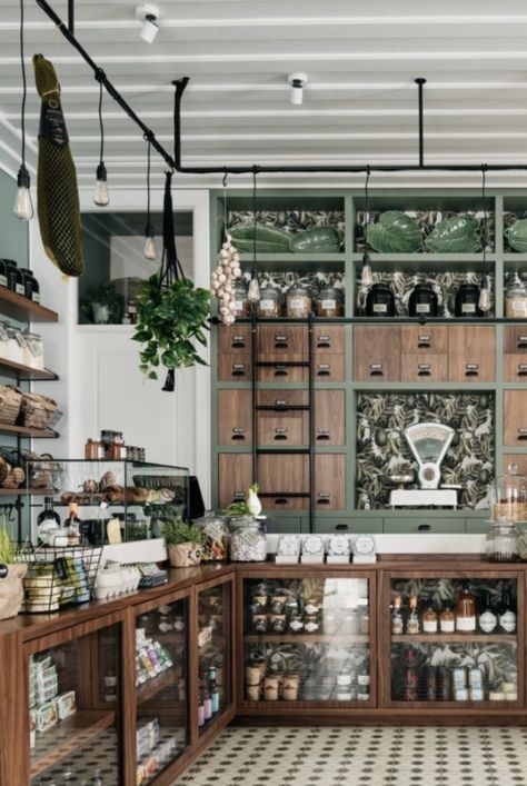 Apothecary Merchandising, Modern Apothecary Design, Modern Apothecary Aesthetic, Antique Shop Aesthetic, Apothecary Store, Green Apothecary, Herbalist Shop, Apothecary Shoppe, Soap Store