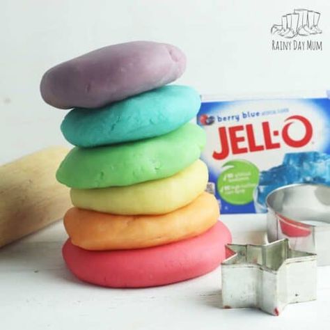 Jello Playdough Recipe, Homemade Edible Slime, Dough Activities For Kids, Jello Playdough, Jello Play Dough, Jello Play, Best Homemade Playdough Recipe, Activity For Babies, Kids Lip Balm