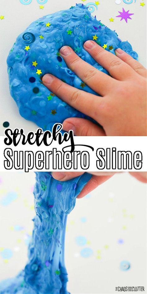 Let kids capture their inner superpowers with this superhero slime. Great for birthday party favours. #slime #slimerecipes #sensoryplay #sensory Superhero Week Crafts, Sensory Superhero Activities, Superhero Activities For Kids Games, Super Hero Science Preschool, Superhero Projects For Preschool, Superhero Art For Preschoolers, Superhero And Princess Theme Preschool, Super Hero Craft Ideas, Superhero Craft Preschool