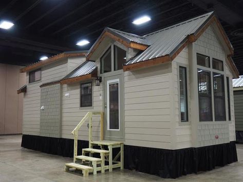 TINY HOUSE TOWN: The Lakeview Park Model Home Pre Manufactured Homes, Tiny House Prices, Tiny Cabin Design, Loft Upstairs, Tiny House Towns, Tiny House Camper, Park Model Homes, Floor Bedroom, Best Tiny House