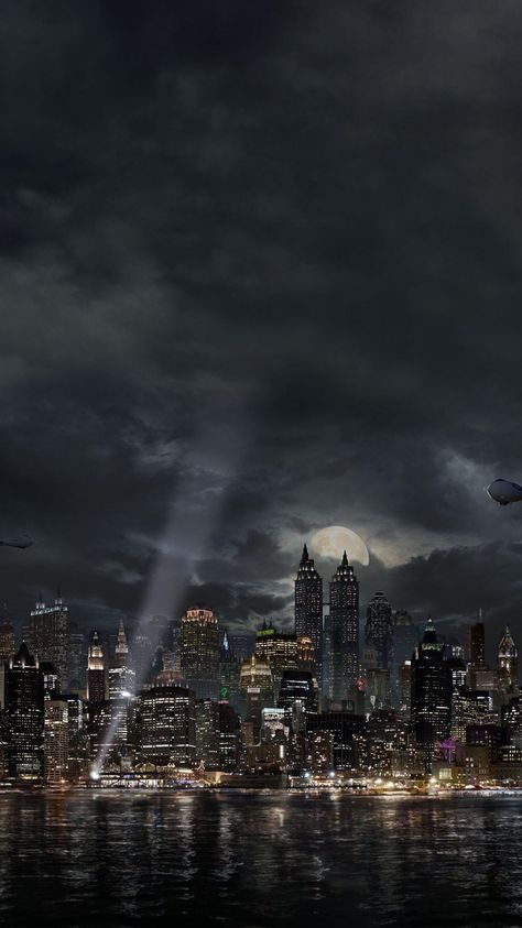 Gotham City Wallpaper, Gotham City Skyline, Gotham Tv, Batman Arkham City, City At Night, Univers Dc, Iphone Wallpaper Fall, Arkham City, City Background