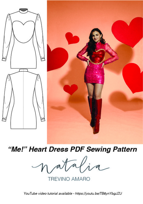 PDF sewing pattern and tutorial of the Taylor Swift heart dress inspired by the "ME!" music video from the Lover era Me Heart Dress Taylor Swift, Taylor Swift Me Heart Dress, Taylor Swift Sewing Pattern, Taylor Swift Heart Dress, Taylor Swift Me Dress, Taylor Swift Music Videos Outfits, Taylor Swift Me, Me Music Video, Robe Diy