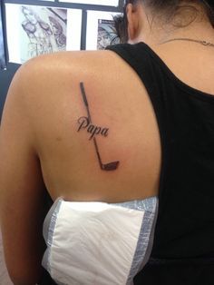 Golfing Tattoo Memorial, Cute Golf Tattoos, Golf Tattoo Memorial, In Loving Memory Tattoos For Grandfather, Golf Club Tattoo Ideas, Small Golf Tattoo, Golfing Tattoo, Golf Club Tattoo, Tattoo For Grandfather