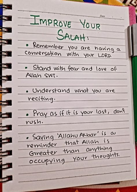 How To Make Quran Journal, Motivation For Hifz, How To Do Quran Journaling, Self Love In Islam, Islamic To Do List, Islamic Notes Aesthetic, Quran Notes Journal, Salah Journal, Islamic Journal Ideas Aesthetic