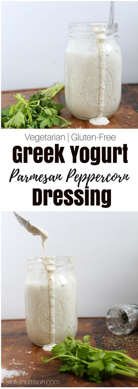 Parmesan Peppercorn Dressing, Greek Yogurt Dressing Recipes, Yogurt Dressing Recipe, Peppercorn Dressing, Greek Yogurt Salad Dressing, Salad Greek, Greek Yogurt Dressing, Vegetarian Salad, Yogurt Dressing