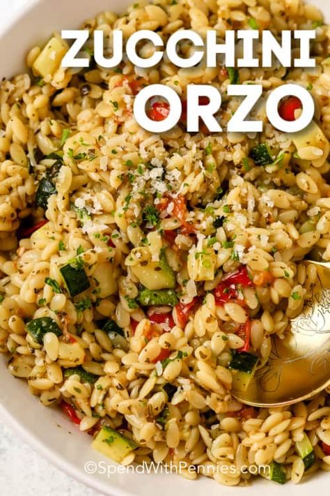 Orzo Side Dish, Orzo Side, Orzo Recipes Side, Zucchini Orzo, Veggie Orzo, Pasta Side Dish, Orzo Dishes, Pasta Side, Orzo Recipe