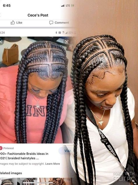 Zigzag Part Braids, Feed In Braids 5-6, Feed In Popsmoke Braids, Feed In Braids 6-8, 10-12 Feedin Braids To The Back, Cornrows With Zigzag Parts, Kids Cornrow Hairstyles, Hair Braid Designs, Mohawk Braid