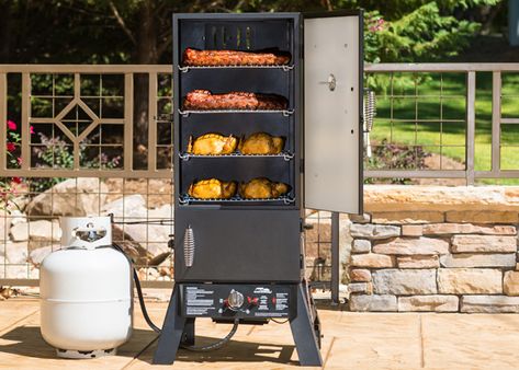 Cook your holiday meal in a smoker - get details ll The Home Depot Garden Club Smoker Recipes Electric, Gas Smoker, Propane Smokers, Meat Smoker, Smoker Cooking, Electric Smoker, Bbq Smokers, Turkey Dinner, Smoker Recipes