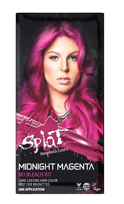 Splat Midnight Magenta, Midnight Hair Color, Hair Color Magenta, Midnight Hair, Purple Ombre Hair, Semi Permanent Hair Color, Brunette Color, Color Magenta, Hair Rinse