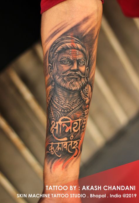 Chhatrapati Shivaji Maharaj. Tattoo by : Akash Chandani 4 hours of work, comments appreciated :) Skin Machine Tattoo Studio @skinmachinetattoo Email for appointments : skinmachineteam@gmail.com Shivaji Maharaj Tattoo Design For Men, Chhatrapati Shivaji Maharaj Tattoo, Shivaji Tattoo Design, Shivaji Maharaj Tattoo Design, Chatrapati Shivaji Maharaj Tattoo, Rajput Tattoo, Shivaji Tattoo, Shivaji Maharaj Tattoo, Chatrapati Shivaji Maharaj