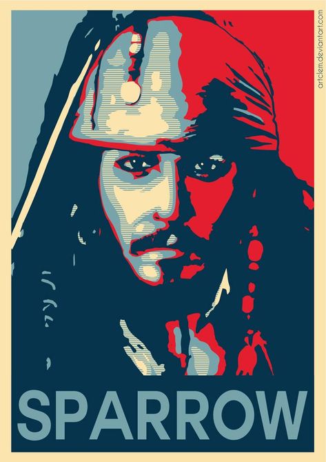 Captain Jack Sparrow - Hope Poster by ArtClem on DeviantArt Jack Sparrow Wallpaper, Kaptan Jack Sparrow, Star Wars Bb8, Hope Poster, Joker Wallpapers, Shepard Fairey, Captain Jack Sparrow, Pirate Life, Captain Jack