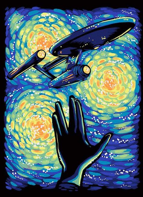 Star Trek Painting, Star Trek Artwork, Star Trek Wallpaper, Star Trek Art, Star Trek Original, Star Trek Enterprise, Star Trek Tos, Uss Enterprise, Vincent Van Gogh