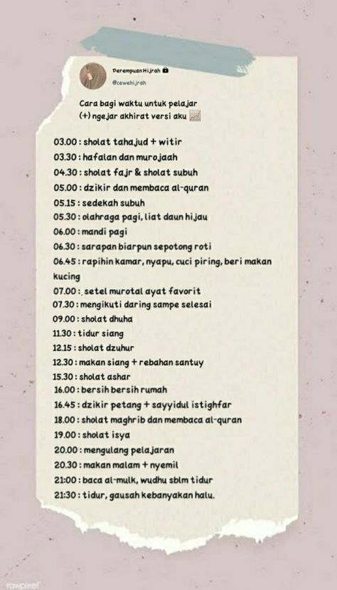 Jadwal Harian Produktif, Jadwal Rutinitas Harian, Daily Routine Schedule Muslim, Jurnal Harian Aesthetic, Jadwal Harian, Study Schedule Template, Daily Routine Schedule, Muslim Religion, Study Tips For Students