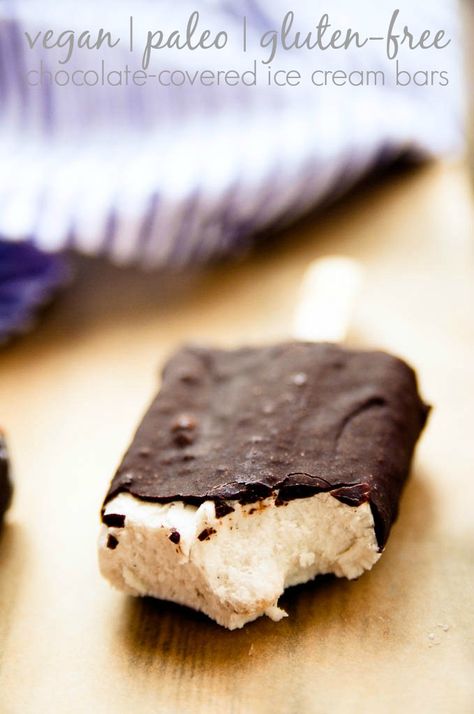 Chocolate-Covered Ice Cream Bars  vegan paleo gluten-free Chocolate Covered Ice Cream, Paleo Bbq, Cookout Recipes, Bbq Cookout, Ice Cream Bars, Paleo Treats, Cookout Food, Raw Chocolate, Paleo Vegan