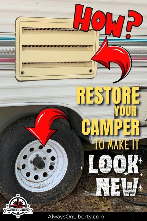 Travel Trailer Upgrades Diy, Camper Exterior Makeover, Exterior Camper Makeover, Rv Painting Exterior, Camper Exterior Paint Ideas, Old Camper Remodels, Rv Repair Exterior, Rv Exterior Remodel, Rv Exterior Paint