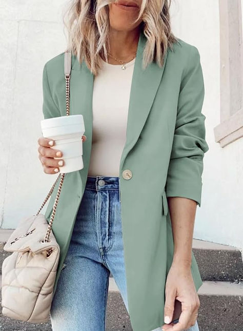 Mint Blazer Outfit, Mint Blazer, Women Business Casual, Business Casual Blazer, Blazer Jackets For Women, Women Business, Womens Business Casual, Casual Work Outfit, Casual Blazer