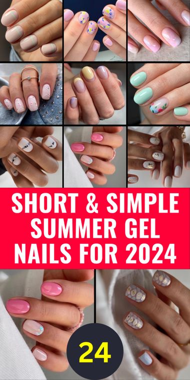 Stay Trendy: 24 Must-Try Short & Simple Summer Gel Nails for 2024! Nails Short Simple, Short Rounded Acrylic Nails, Gel Nails Short, Nail Art Designs For Summer, Summer Holiday Nails, Square Gel Nails, Short Nails Summer, Rounded Acrylic Nails, Short Round Nails