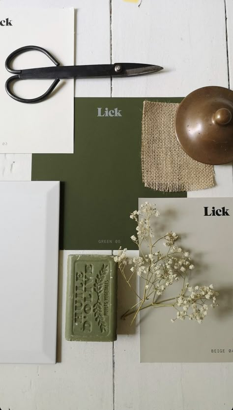 Green Branding, Materials Board Interior Design, Mood Board Interior, Crafting Corner, Hex Color Palette, Material Board, Interior Decorating Styles, Room Color Schemes, Green Colour Palette