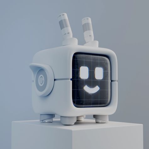 3d Robot Design, Cute Robot Art, Cute Robot Design, Box Robot, 3d Robot, Cute Robot, Gaming Design, Robot Concept, Id Design