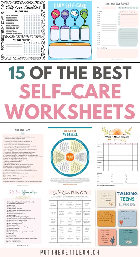 15 of the best self care wprksheets Self Help Ideas Activities, Self Care Activities For Groups Ideas, Daily Self Care Routine Checklist, Self Care Journal Page Ideas, Self Care Therapy Activities, Self Care Planner Ideas, Self Care Worksheets For Women, Self Help Worksheets Printables, Self Care Checklist Ideas