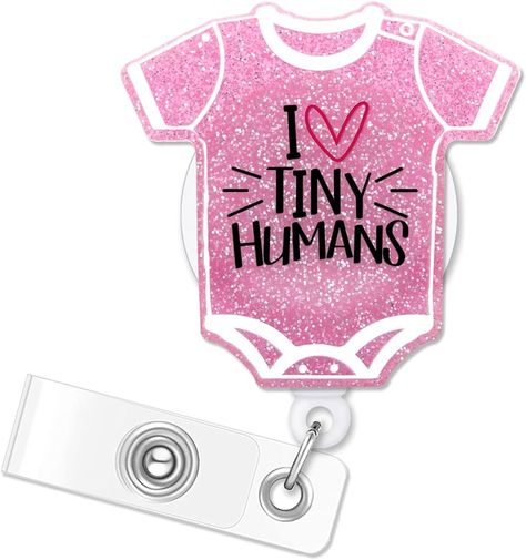 Amazon.com: ERHACHAIJIA I Love Tiny Humans Retractable Pink Glitter Badge Reel with Clip, Funny Baby Bodysuit ID Card Badge Holder Gift for Nurses Doctor RN EN L&D OB Labor Delivery NICU Nurse, Nurse Day Gift Clip Funny, Nurse Day, Labor Delivery, Nicu Nurse, Nurse Badge Reel, Nurse Badge, Tiny Humans, Badge Holder, Badge Reel