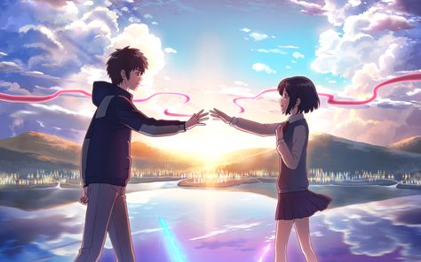 Anime Your Name.  Mitsuha Miyamizu Kimi No Na Wa. Taki Tachibana Wallpaper Mitsuha And Taki, Kimi No Na Wa Wallpaper, Dylan Moran, Your Name Wallpaper, The Garden Of Words, Your Name Anime, Eartha Kitt, Joan Baez, Burt Reynolds