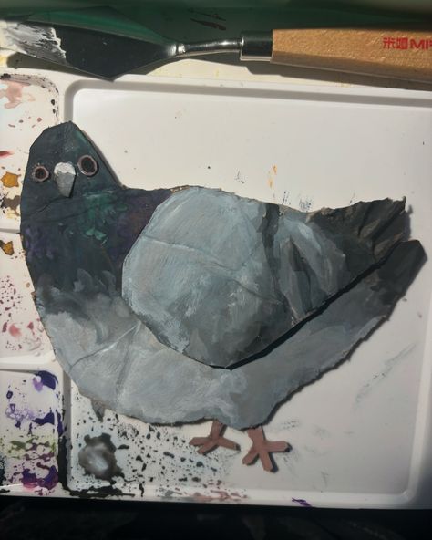 Cardboard pigeon!! Painted with gouache paints :) . . . . . . #paint #paints #gouache #gouaches #gouachepaint #gouachepaints #gouachepainting #gouachepaintings #gouacheartist #cardboard #cardboardart #cardboardcrafts #mixedmedia #mixedmediaart #mixedmediacollage #mixedmediapainting #mixedmediaartwork #pigeon #pigeonpainting #pigeons Pigeon Cardboard, Cardboard Pigeon, Cardboard Birds, Pigeon Painting, Gouache Paints, Painting Aesthetic, Cardboard Art, Mixed Media Artwork, Cardboard Crafts