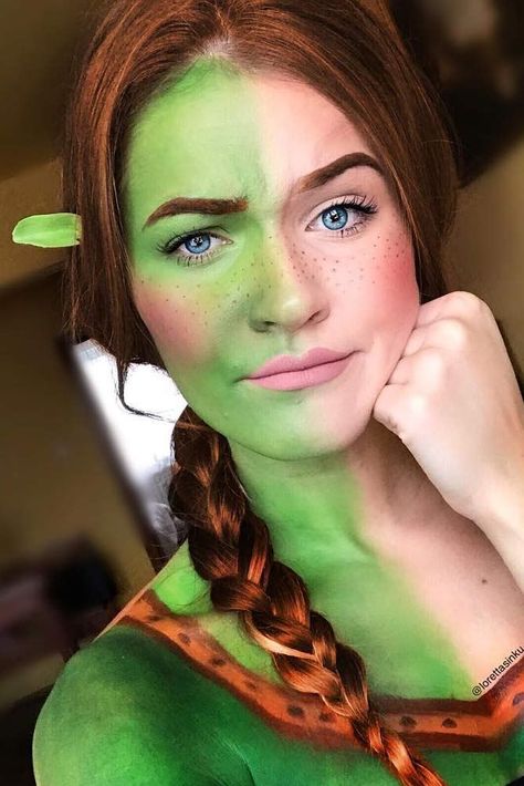 Shrek Costume Diy, Shrek And Fiona Costume, Fiona Costume, Different Halloween Costumes, Shrek Party, Fiona Shrek, Shrek Costume, Halloween Hairstyles, Princess Fiona