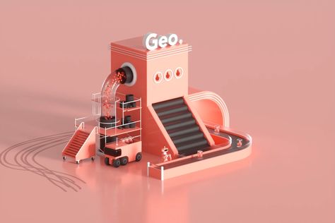 Futuristic factory on Behance Futuristic Factory, Factory Animation, Flower Factory, Design Factory, Factory Design, Blender 3d, Booth Design, Freelancing Jobs, Motion Design