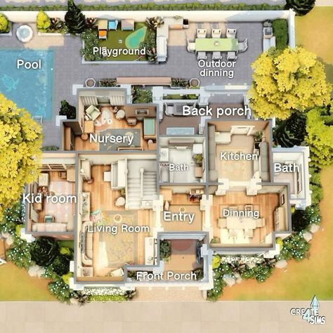 Sims 4 Houses Layout Mansion, Sims 4 Base Game Floor Plans, 4 Bedroom Sims 4 House, Sims 4 Build Layout, Sims House Ideas Layout Floor Plans, New Crest Sims 4 Map Ideas, Sims 4 Houses Layout Floor Plans Family, House Layout Sims 4, Sims 4 Floorplan Layout With Grid