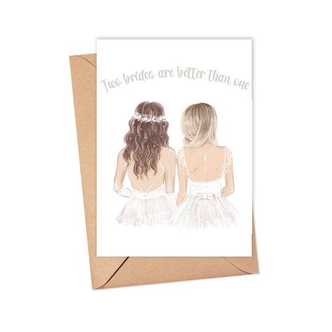 Two Brides Wedding, Lesbian Bachelorette Party, Sapphic Wedding, Lesbian Bachelorette, Mrs And Mrs Wedding, Funny Retirement Cards, Lesbian Wedding Gifts, Gay Wedding Card, Lesbian Engagement